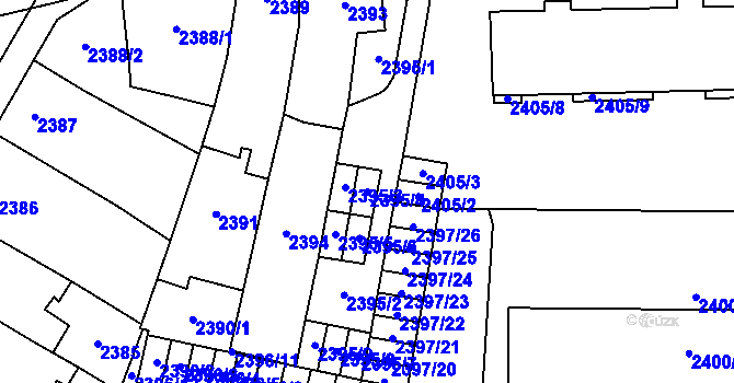Parcela st. 2395/4 v KÚ Prostějov, Katastrální mapa