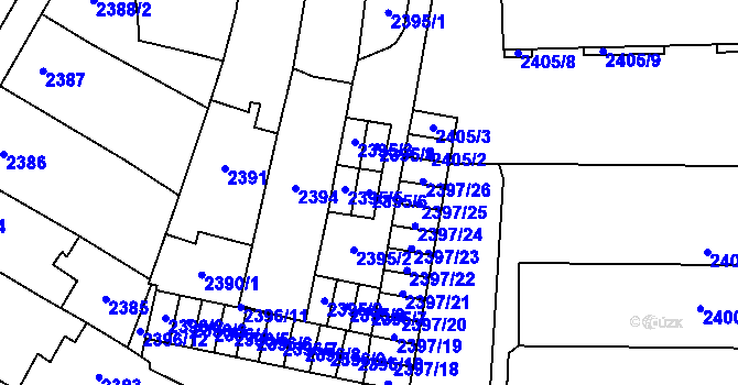 Parcela st. 2395/6 v KÚ Prostějov, Katastrální mapa