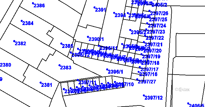 Parcela st. 2396/6 v KÚ Prostějov, Katastrální mapa