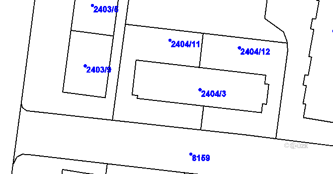 Parcela st. 2404/3 v KÚ Prostějov, Katastrální mapa