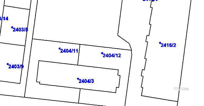 Parcela st. 2404/12 v KÚ Prostějov, Katastrální mapa