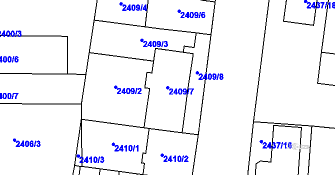 Parcela st. 2409/7 v KÚ Prostějov, Katastrální mapa