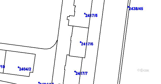 Parcela st. 2417/6 v KÚ Prostějov, Katastrální mapa