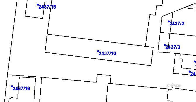 Parcela st. 2437/10 v KÚ Prostějov, Katastrální mapa