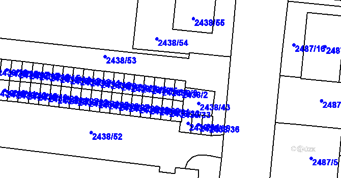 Parcela st. 2438/3 v KÚ Prostějov, Katastrální mapa