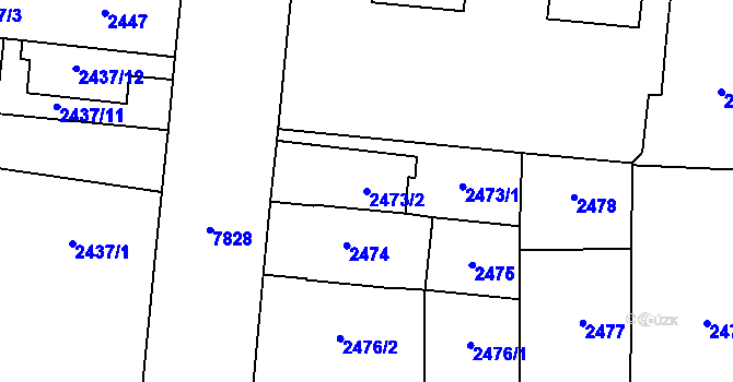 Parcela st. 2473/2 v KÚ Prostějov, Katastrální mapa