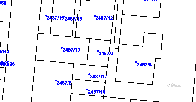 Parcela st. 2487/3 v KÚ Prostějov, Katastrální mapa