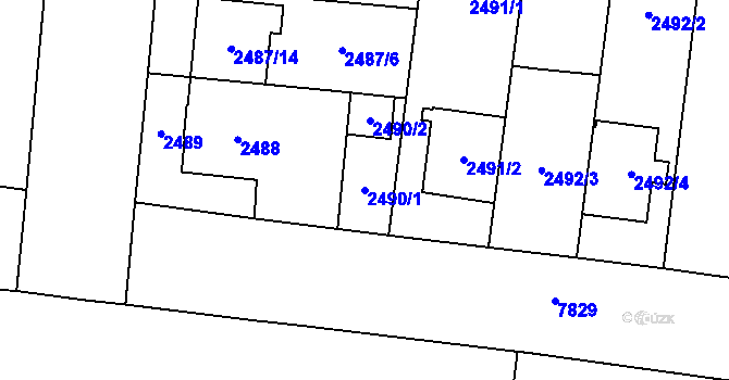 Parcela st. 2490/1 v KÚ Prostějov, Katastrální mapa