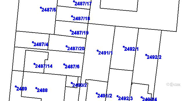 Parcela st. 2491/1 v KÚ Prostějov, Katastrální mapa
