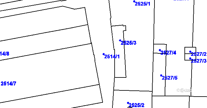 Parcela st. 2514/1 v KÚ Prostějov, Katastrální mapa