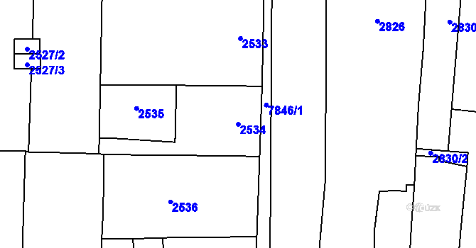 Parcela st. 2534 v KÚ Prostějov, Katastrální mapa