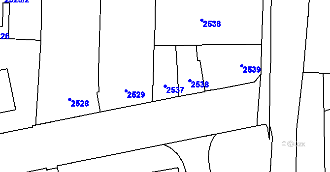 Parcela st. 2537 v KÚ Prostějov, Katastrální mapa