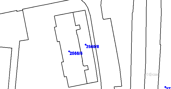 Parcela st. 2566/8 v KÚ Prostějov, Katastrální mapa