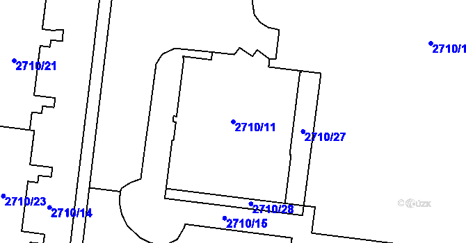 Parcela st. 2710/11 v KÚ Prostějov, Katastrální mapa