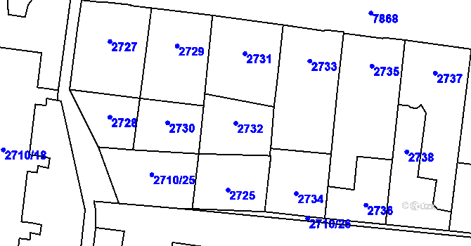Parcela st. 2732 v KÚ Prostějov, Katastrální mapa