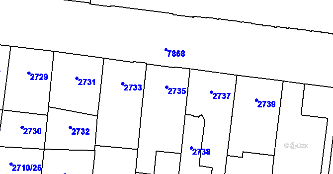 Parcela st. 2735 v KÚ Prostějov, Katastrální mapa