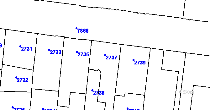 Parcela st. 2737 v KÚ Prostějov, Katastrální mapa