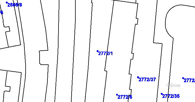 Parcela st. 2772/1 v KÚ Prostějov, Katastrální mapa