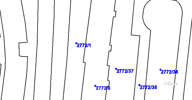 Parcela st. 2772/5 v KÚ Prostějov, Katastrální mapa