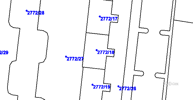 Parcela st. 2772/18 v KÚ Prostějov, Katastrální mapa