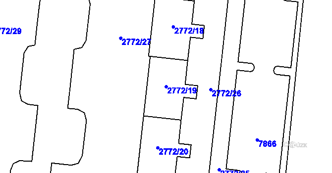 Parcela st. 2772/19 v KÚ Prostějov, Katastrální mapa