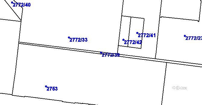 Parcela st. 2772/39 v KÚ Prostějov, Katastrální mapa