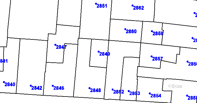 Parcela st. 2849 v KÚ Prostějov, Katastrální mapa