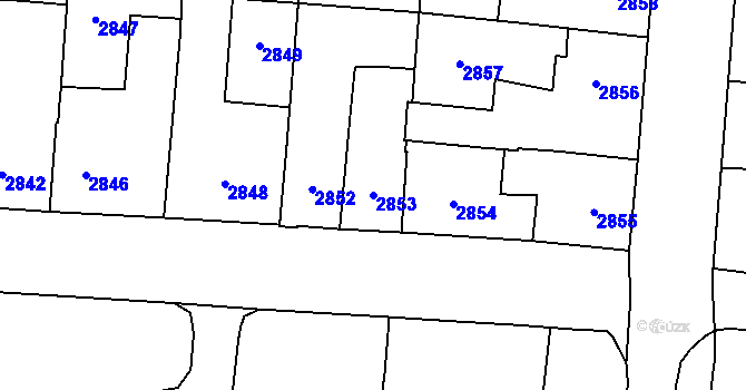 Parcela st. 2853 v KÚ Prostějov, Katastrální mapa