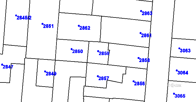 Parcela st. 2859 v KÚ Prostějov, Katastrální mapa