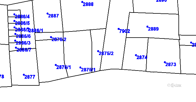 Parcela st. 2875/2 v KÚ Prostějov, Katastrální mapa
