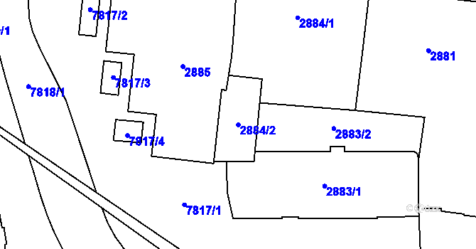 Parcela st. 2884/2 v KÚ Prostějov, Katastrální mapa