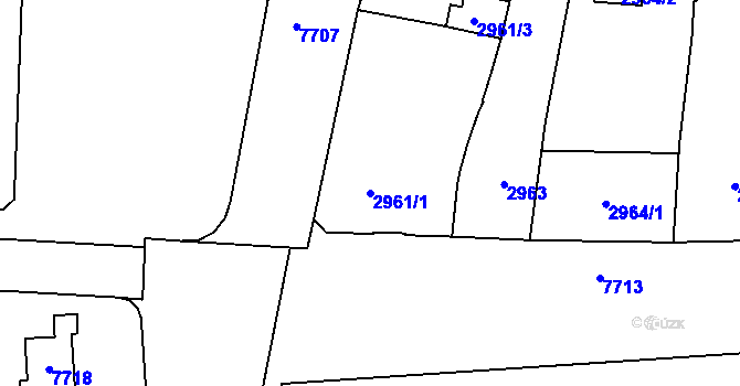 Parcela st. 2961/1 v KÚ Prostějov, Katastrální mapa