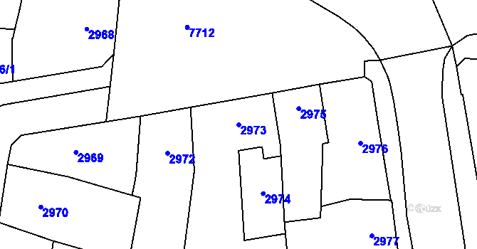 Parcela st. 2973 v KÚ Prostějov, Katastrální mapa