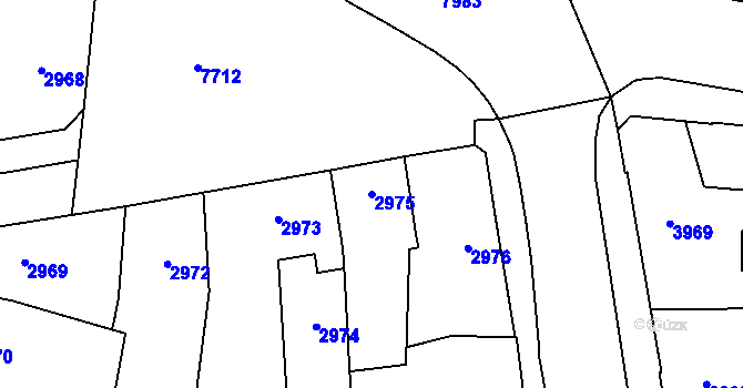 Parcela st. 2975 v KÚ Prostějov, Katastrální mapa
