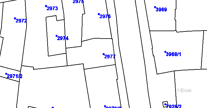 Parcela st. 2977 v KÚ Prostějov, Katastrální mapa