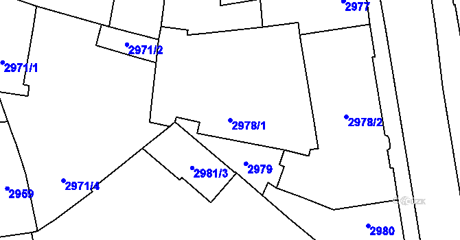Parcela st. 2978/1 v KÚ Prostějov, Katastrální mapa