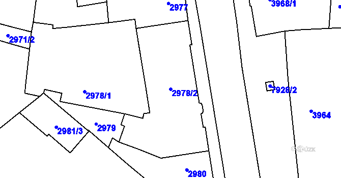 Parcela st. 2978/2 v KÚ Prostějov, Katastrální mapa