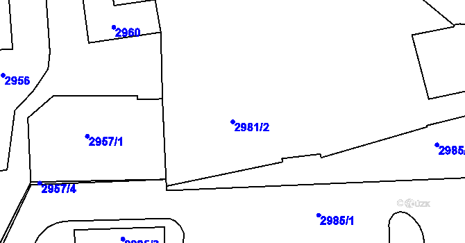 Parcela st. 2981/2 v KÚ Prostějov, Katastrální mapa