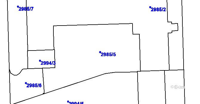 Parcela st. 2985/5 v KÚ Prostějov, Katastrální mapa