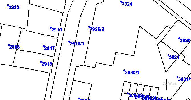 Parcela st. 3026 v KÚ Prostějov, Katastrální mapa