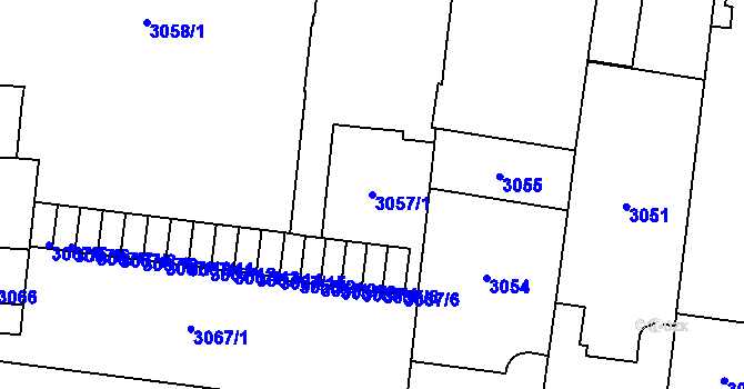 Parcela st. 3057/1 v KÚ Prostějov, Katastrální mapa