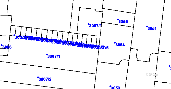 Parcela st. 3057/4 v KÚ Prostějov, Katastrální mapa