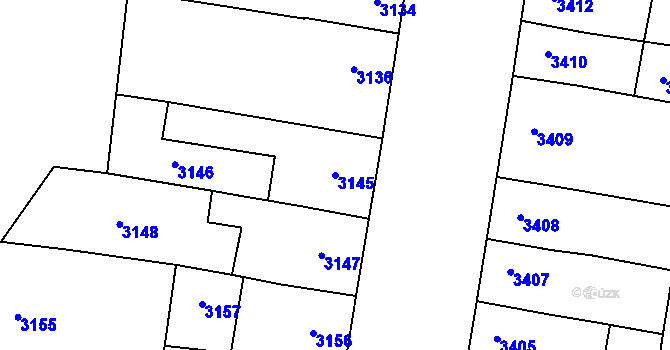Parcela st. 3145 v KÚ Prostějov, Katastrální mapa