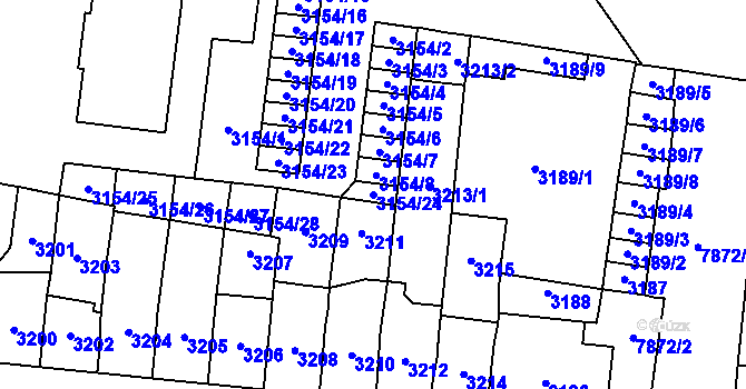 Parcela st. 3154/24 v KÚ Prostějov, Katastrální mapa