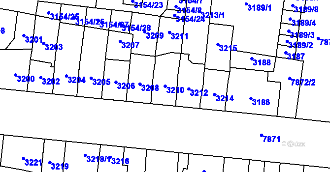 Parcela st. 3210 v KÚ Prostějov, Katastrální mapa