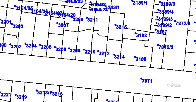 Parcela st. 3212 v KÚ Prostějov, Katastrální mapa
