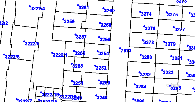 Parcela st. 3254 v KÚ Prostějov, Katastrální mapa