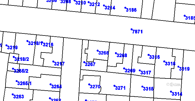 Parcela st. 3266 v KÚ Prostějov, Katastrální mapa