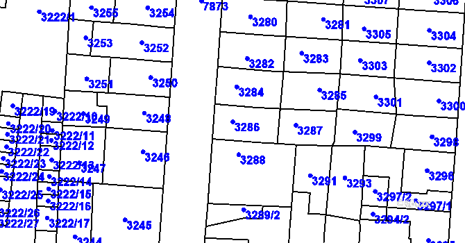 Parcela st. 3286 v KÚ Prostějov, Katastrální mapa