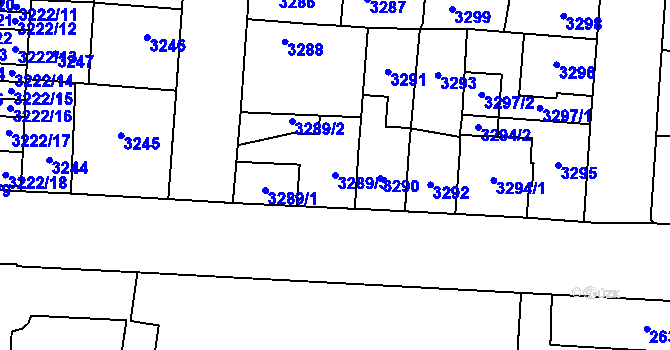 Parcela st. 3289/3 v KÚ Prostějov, Katastrální mapa